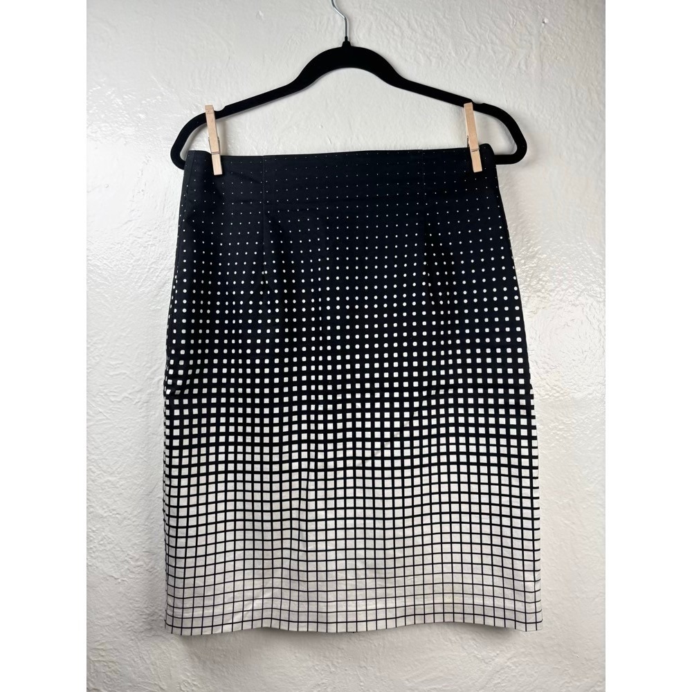 Worthington Pencil Skirt 10 Black White Dot Grid Ombre Career Office Whimsigoth